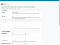 Transport settings: timezone, Job ID prefix, approval time limit, second-approval distance, late-pickup grace, arrival radius, stationary alert and ETA speed.