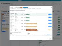 An allocation dialog ranking drivers and vehicles by distance and ETA to the pickup, with conflict checks and Allocate buttons.