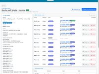 One recurring shuttle's upcoming runs over two weeks, each accepted by its regular driver, with a public holiday skipped and change-time and cancel actions per day.