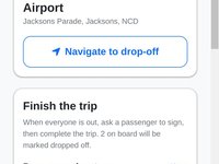 A driver's trip screen on a phone with navigation to the drop-off, a passenger signature pad and a Complete trip button.