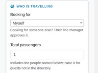 The same booking form on a mobile phone screen.