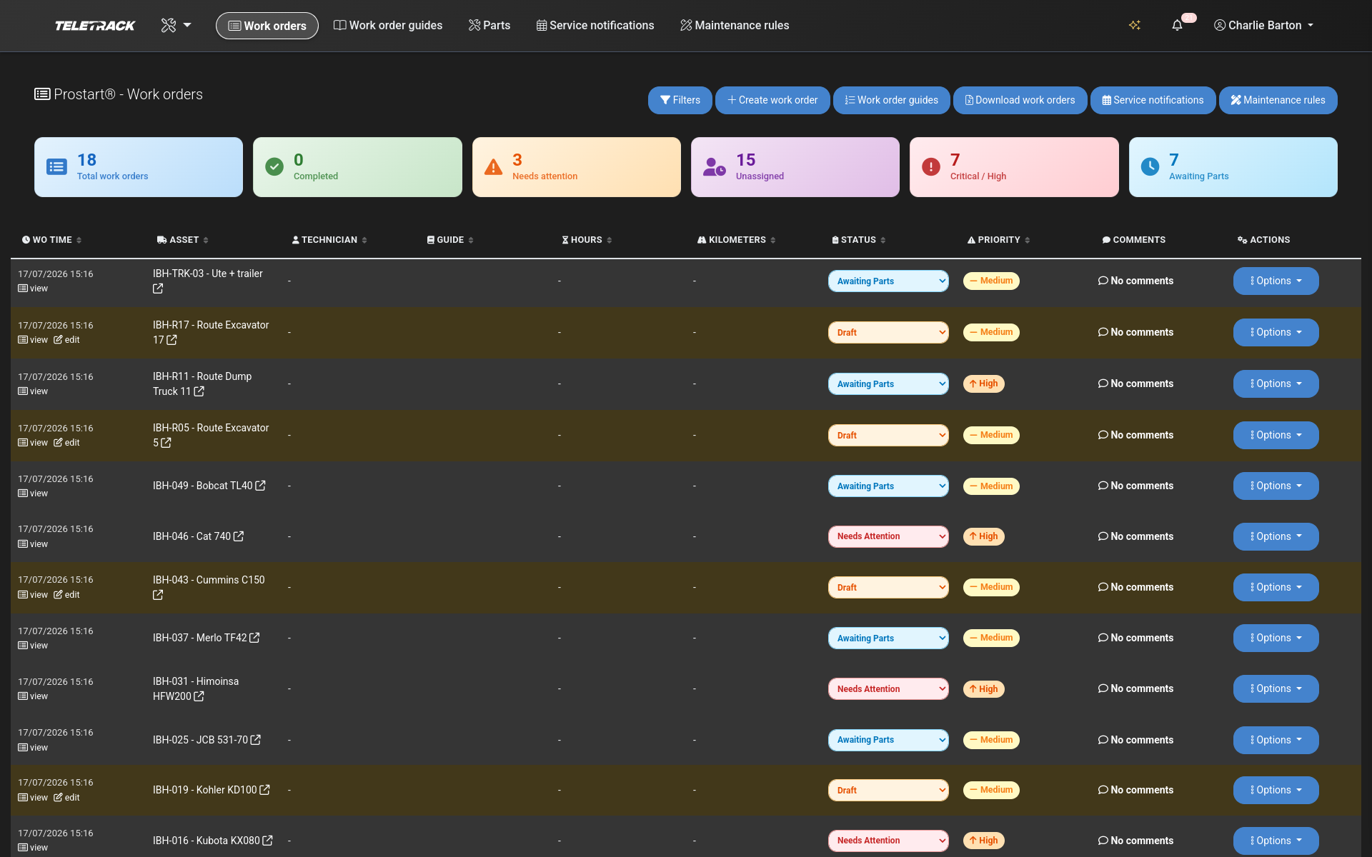 Teletrack platform — servicing