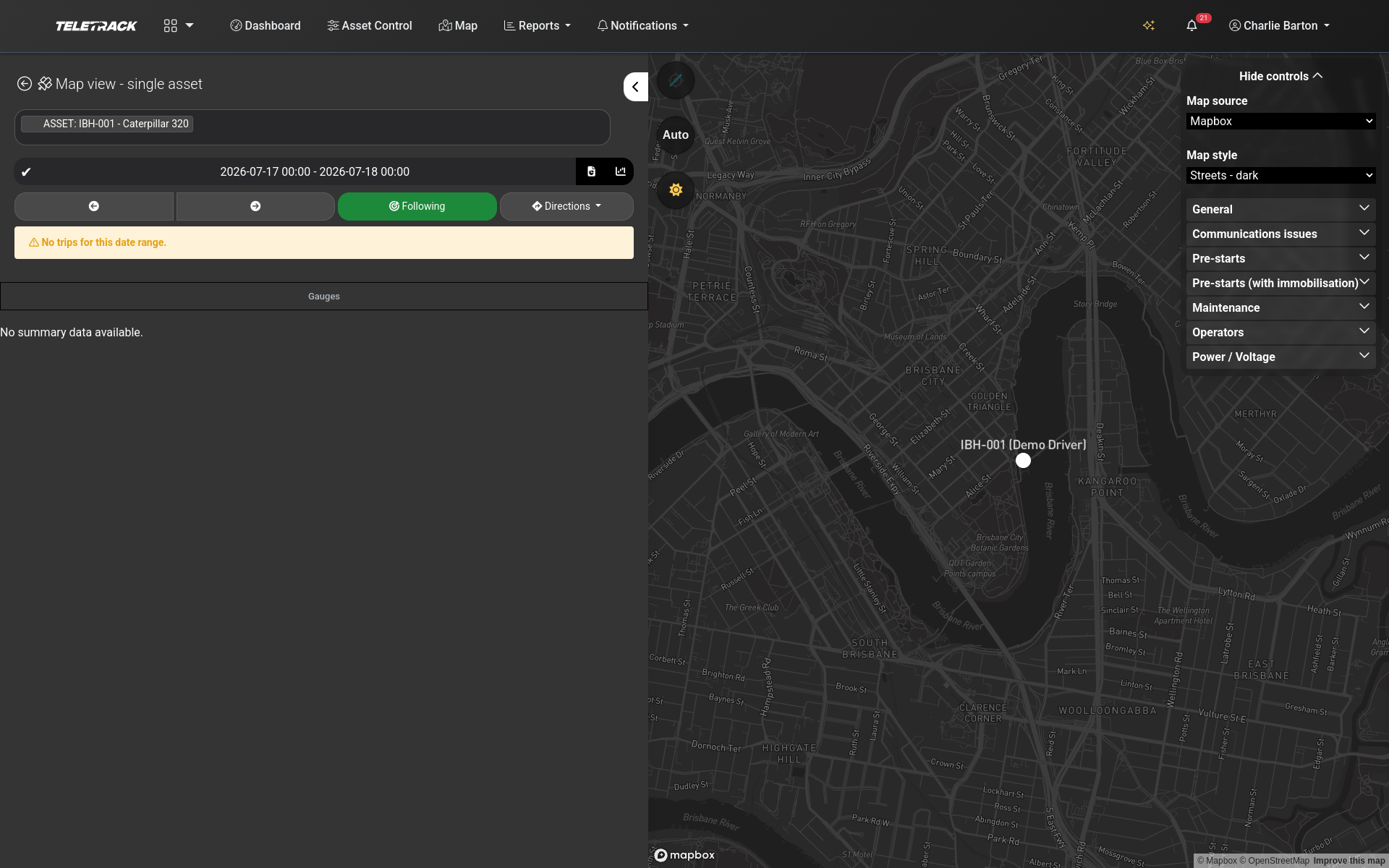 Teletrack platform — public share view