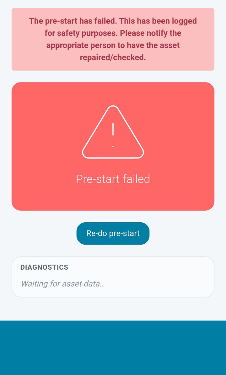 Teletrack app — Pre-start failed