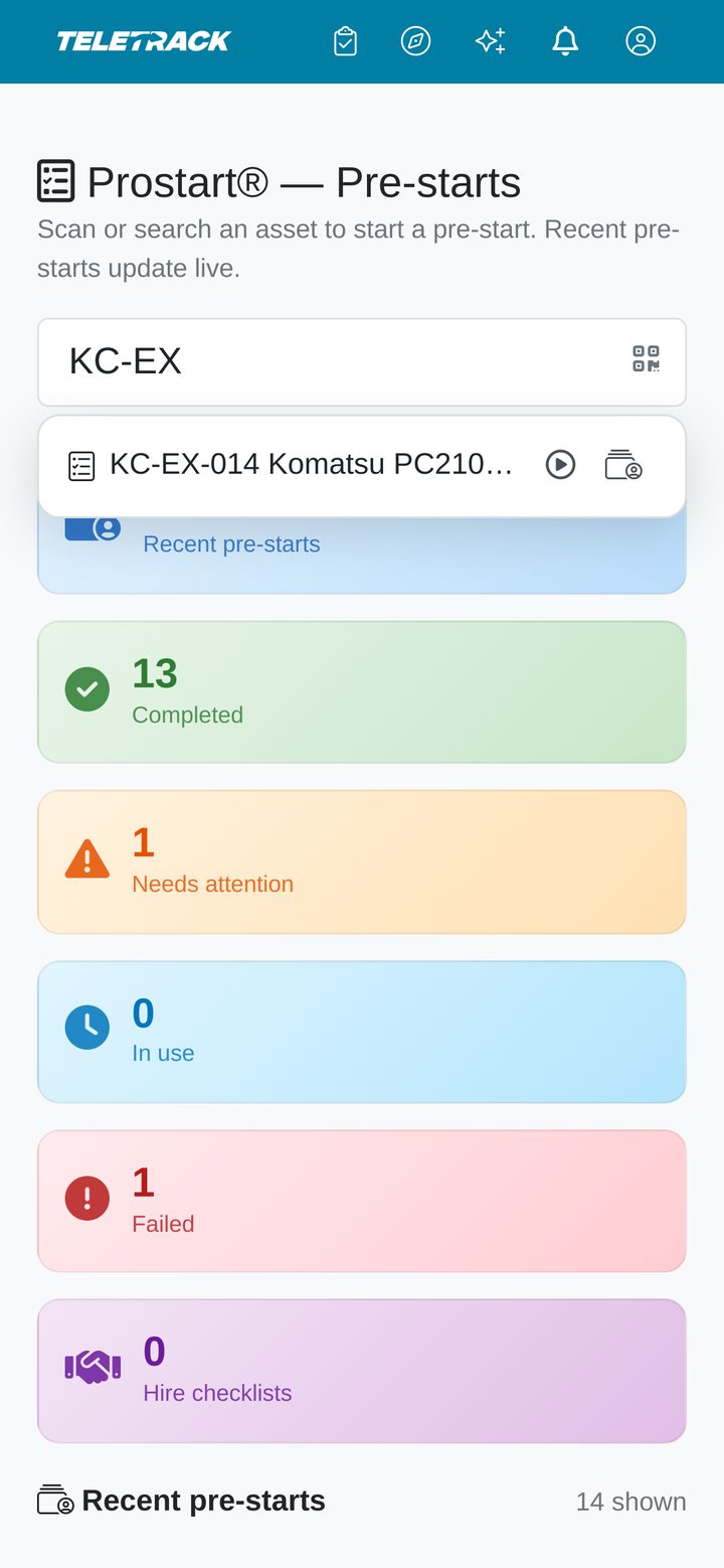 Teletrack app — Find the asset