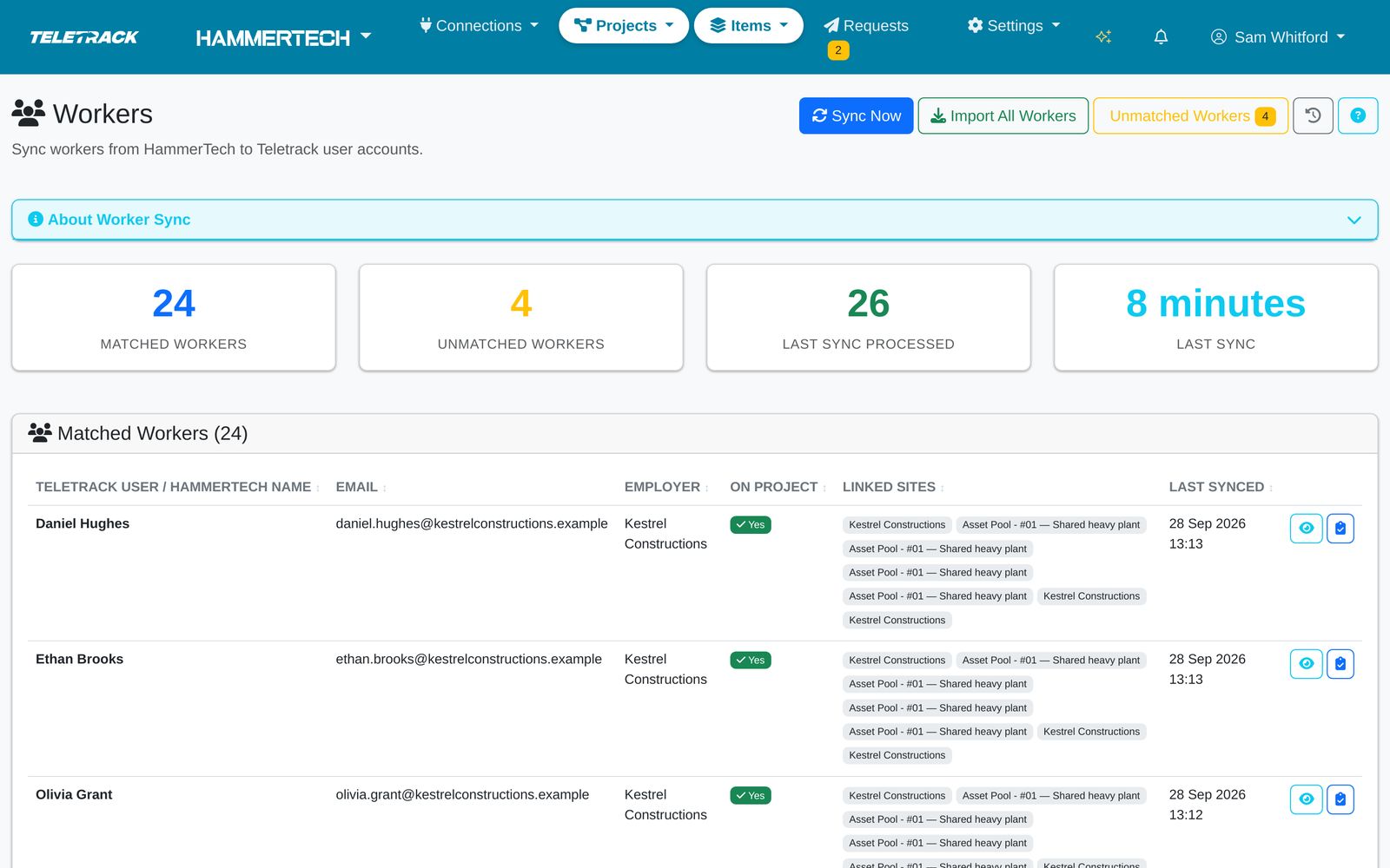 Teletrack platform — Workers